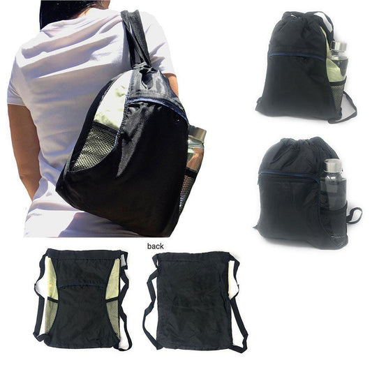 1 Dozen Drawstring Backpack Rucksack Totes Sack Pack Bags Light Weight Wholesale Lot Bulk-