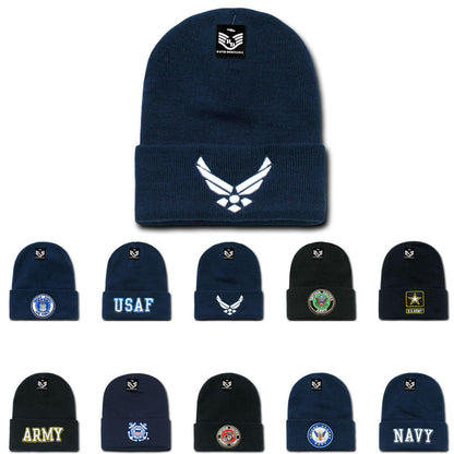 1 Dozen Embroidered US Military Logo Beanie Beanies Long Knit Caps Wholesale Lots-