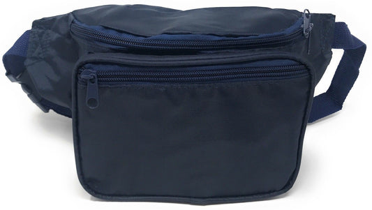 1 Dozen Fanny Pack Man Purse Travel Pouch Bag Money Holder 3 Pockets 42inch Wholesale Bulk-Navy-