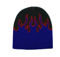 1 Dozen Flames Fire Warm Winter Beanies Hats Caps Skull Ski Wholesale Lot Bulk-Royal/Black-