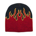 1 Dozen Flames Fire Warm Winter Beanies Hats Caps Skull Ski Wholesale Lot Bulk-Red/Black-