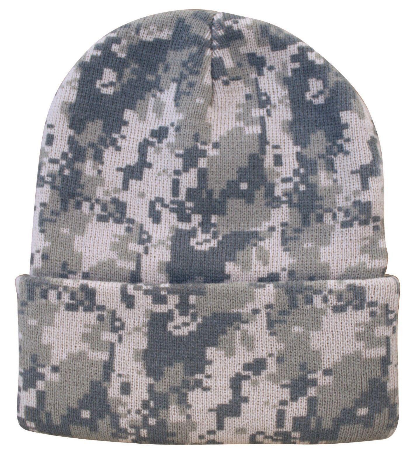 1 Dozen Grey Pixel Camo Camouflage Winter Beanies Hats Caps Wholesale Lot-