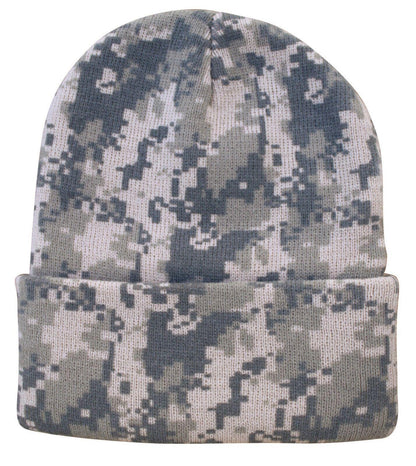 1 Dozen Grey Pixel Camo Camouflage Winter Beanies Hats Caps Wholesale Lot-
