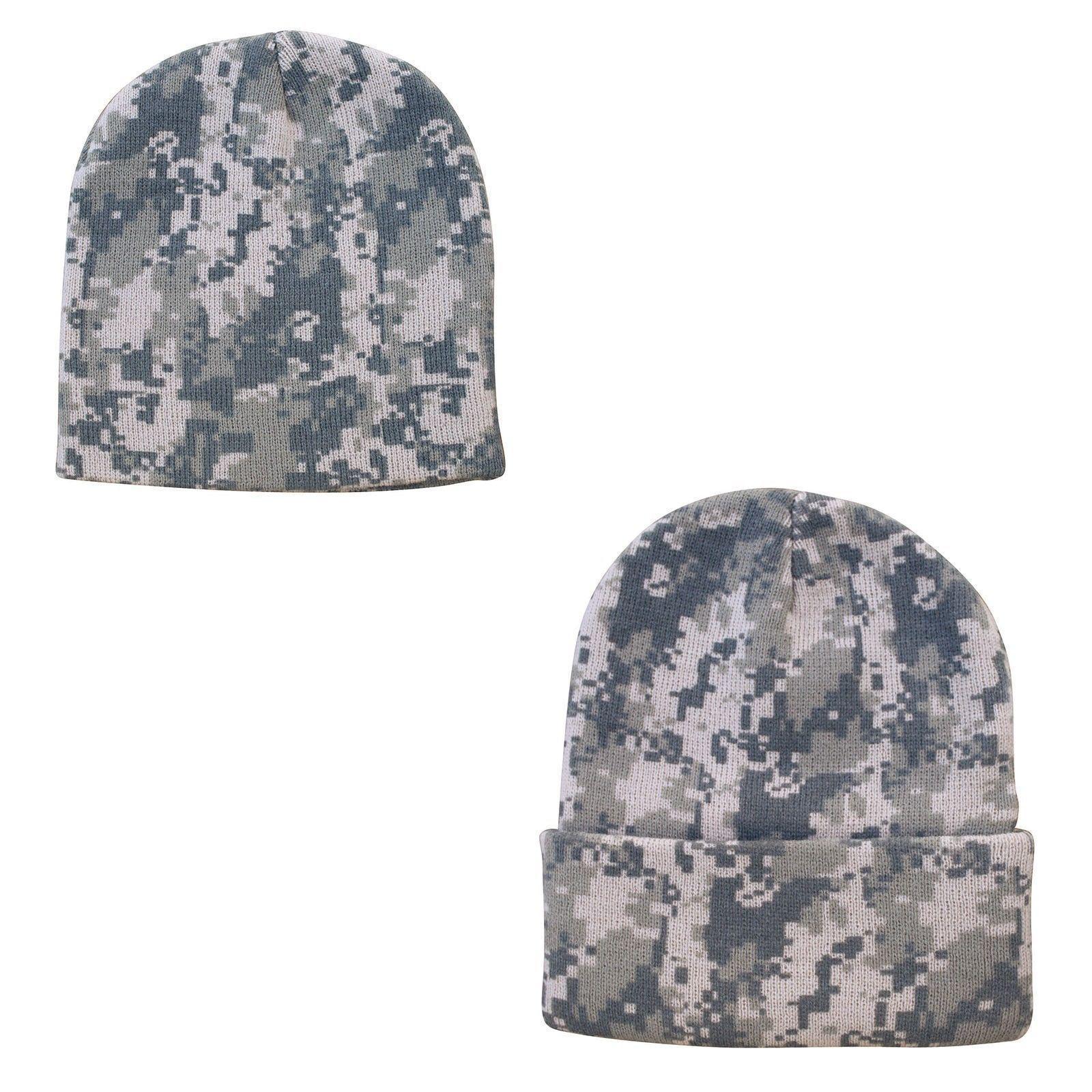 1 Dozen Grey Pixel Camo Camouflage Winter Beanies Hats Caps Wholesale Lot-