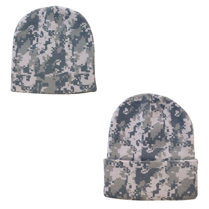 1 Dozen Grey Pixel Camo Camouflage Winter Beanies Hats Caps Wholesale Lot-