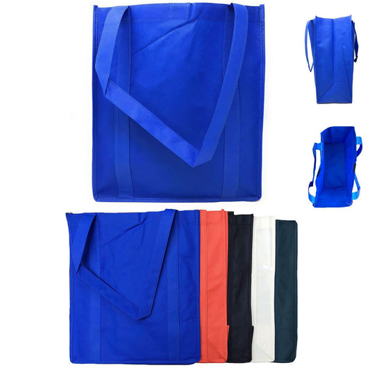 1 Dozen Reusable Grocery Shopping Totes Bags Hook & Loop Closure 14X16inch Wholesale Bulk-Royal-
