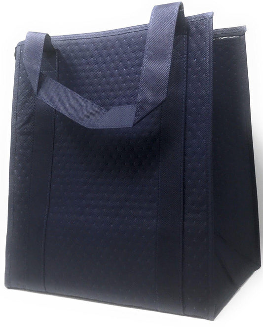 1 Dozen Large Big Thermo Insulated Reusable Grocery Shopping Tote Bags Lunch Cooler Box Wholesale Bulk-BLACK-