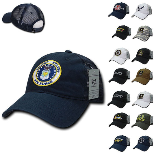 1 Dozen 6 Panel Relaxed Trucker Cotton Military Low Crown Caps Hats Wholesale Lots-