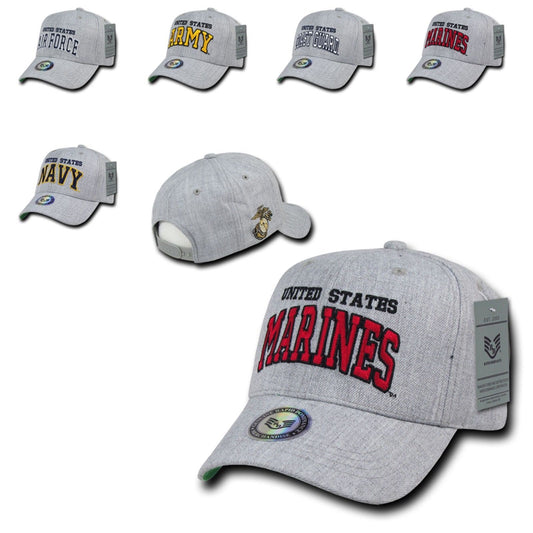 1 Dozen Military Air Force Navy Coast Guard Army Marines Grey Baseball Hats Caps-