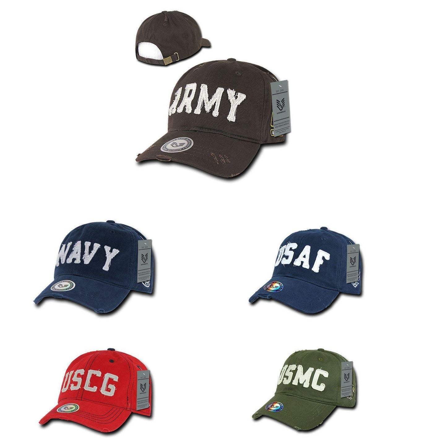 1 Dozen Military Vintage Washed Cotton Twill Polo Distresse Hats Caps Wholesale Lots-