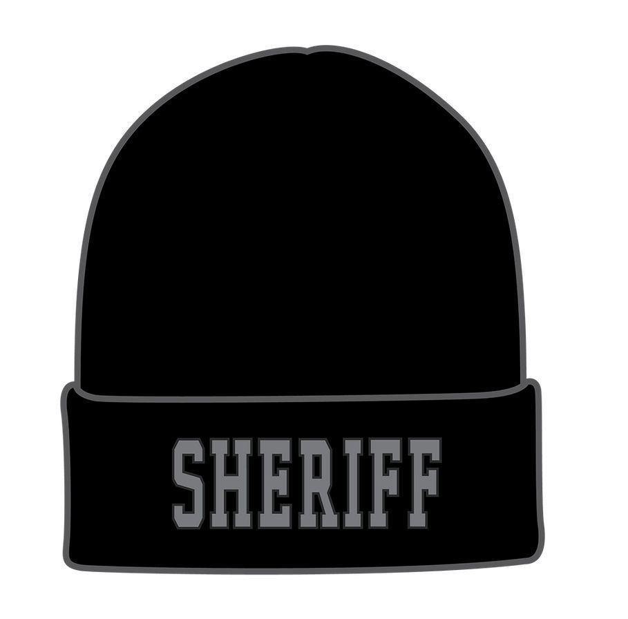 Rapid Dominance 1 Dozen Police Fire Dept Security Sheriff Border Patrol Long Cuffed Knit Beanies-Sheriff - Black-