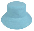 1 Dozen Ponytail Reversible Bucket Caps Hats Ramie Cotton Wholesale Bulk-LT.BLUE/IVORY-