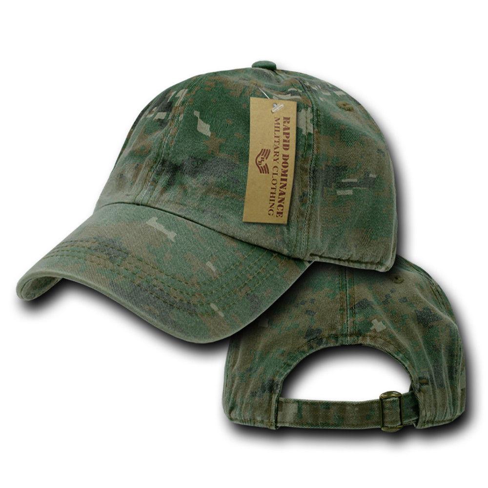 1 Dozen Relaxed Cotton Military Vintage Washed Polo Camo Hats Caps Wholesale Lots!-Woodland Camouflage-