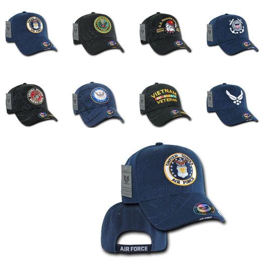 1 Dozen Shadow Embroidery US Military Vet Army Air Force Navy Marines Hats Caps-