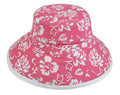 1 Dozen Summer Printed Floral Sun Bucket Caps Hats Cotton Ribbon Ties Wholesale-Hot Pink/White Floral-