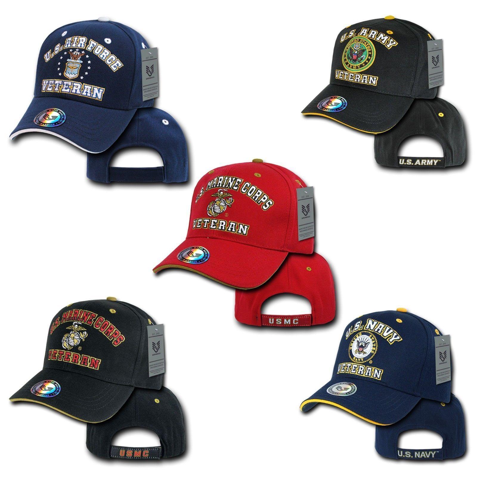 1 Dozen US Air Force Army Marines Navy Veteran Vet Military Hats Wholesale Lots-
