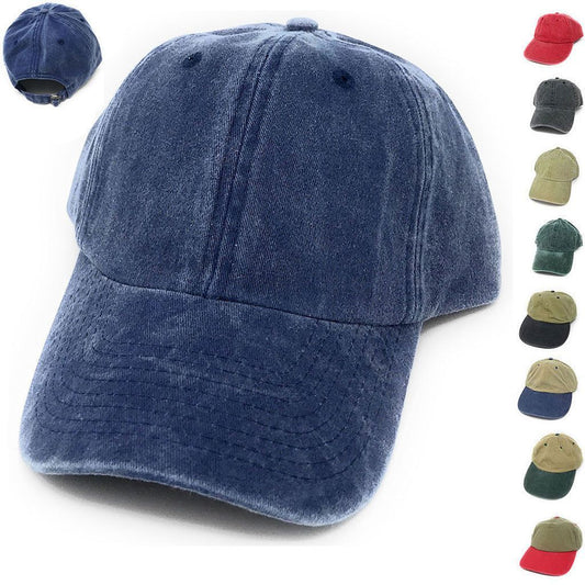 1 Dozen Washed Cotton Baseball Unconstructed Low Crown 6 Panel Caps Hats Wholesale Bulk-