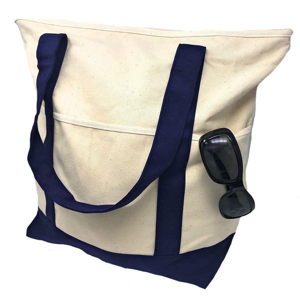 1 Dozen Large 20inch Grocery Shopping Beach Totes Bags Reusable Zippered Cotton Canvas Wholesale-ROYAL/NATURAL-