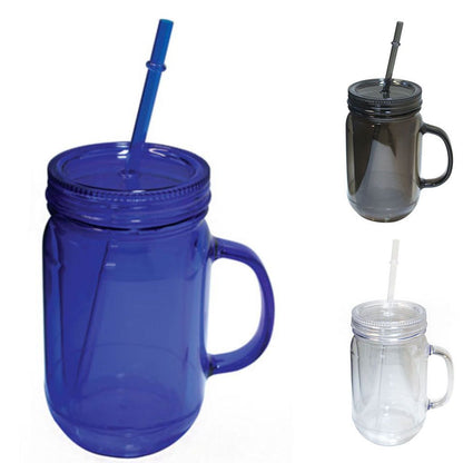 100% BPA Free Mason Jar Cup Bottle With Straw Double Wall Water Drinks 22oz / 16oz-Black-