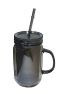 100% BPA Free Mason Jar Cup Bottle With Straw Double Wall Water Drinks 22oz / 16oz-Black-