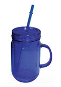 100% BPA Free Mason Jar Cup Bottle With Straw Double Wall Water Drinks 22oz / 16oz-Blue-