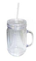 100% BPA Free Mason Jar Cup Bottle With Straw Double Wall Water Drinks 22oz / 16oz-Clear-