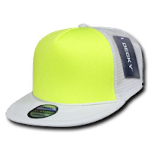 100 Lot Decky Foam Mesh Flat Bill Neon Trucker Hats Caps Two Tone Wholesale Lots-