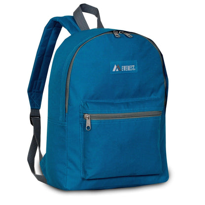 Everest Backpack Book Bag - Back to School Basic Style - Mid-Size-Aqua-