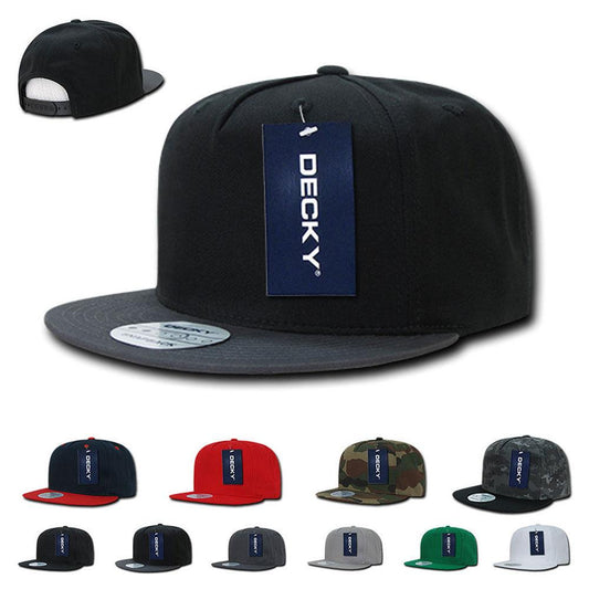 1 Dozen Decky Flat Bill Baseball Hats Caps Cotton 5 Panel Snapback Wholesale Lot Bulk-