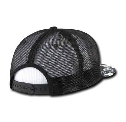 1 Dozen Decky Hibiscus Flower Floral Hawaiian Cotton Trucker Baseball Caps Hats Wholesale Bulk-