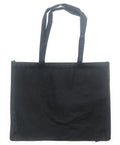 Large Big 20inch Zippered Reusable Grocery Shopping Tote Bags With Gusset-Black-