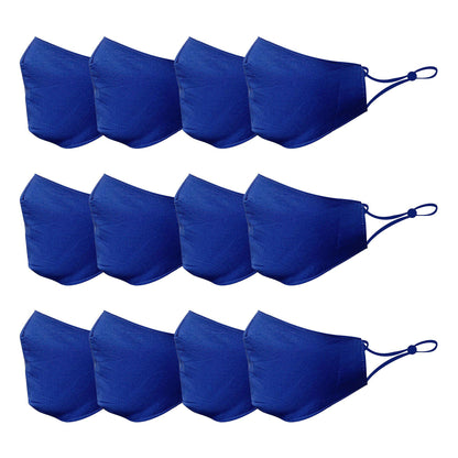 Cotton Face Mask Cloth Masks for Mouth Nose Washable Reusable Double Layer Covering Adjustable Ear Pack Lot-Blue-12 Pack-