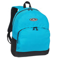Everest Backpack Book Bag - Back to School Classic Two-Tone with Front Organizer-Aqua / Black-