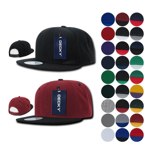 15 Lot Decky Flat Bill Snapback Caps Hats Solid Two Tone Wholesale Lots!-