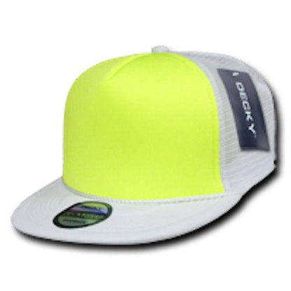 15 Lot Decky Foam Mesh Flat Bill Neon Trucker Hats Caps Two Tone Wholesale Lot-