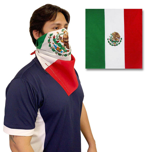1 Dozen Decky Bandanas Mexico Flag Single Sided 100% Cotton Head Wrap Scarf-