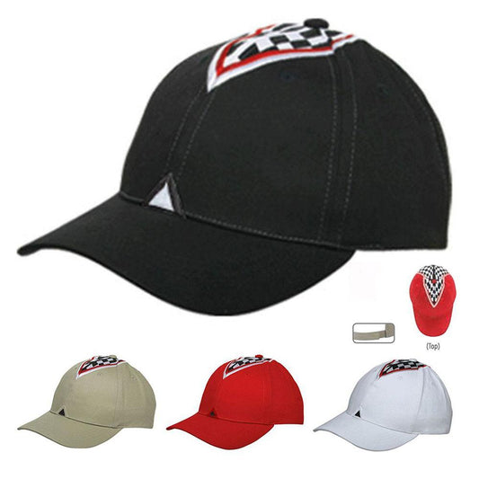 Racing Checkers 6 Panel 100% Brushed Cotton Low Crown Baseball Hats Caps-BLACK-