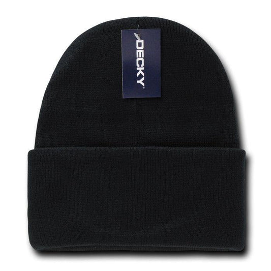 2 Pack New Classic Decky Beanies Cuffed Long Acrylic Skull Warm Winter Unisex-Black-