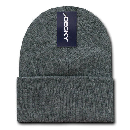2 Pack New Classic Decky Beanies Cuffed Long Acrylic Skull Warm Winter Unisex-Heather Charcoal-