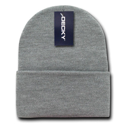 2 Pack New Classic Decky Beanies Cuffed Long Acrylic Skull Warm Winter Unisex-Heather Grey-