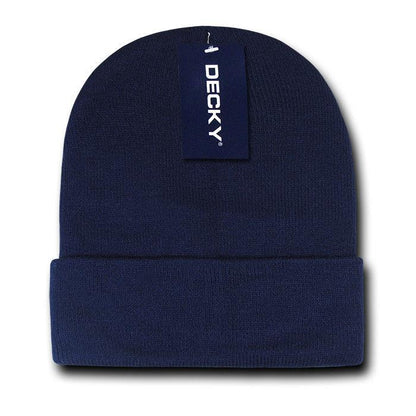2 Pack New Classic Decky Beanies Cuffed Long Acrylic Skull Warm Winter Unisex-Navy-