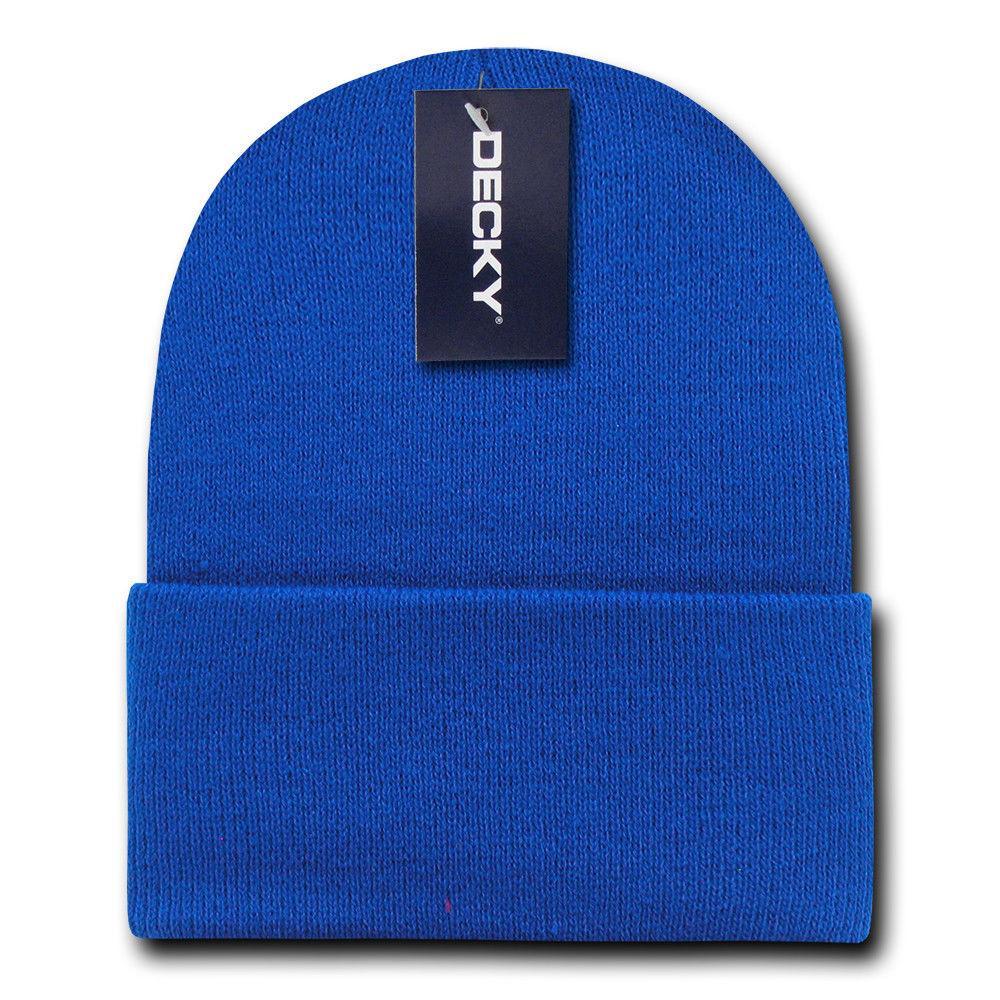 2 Pack New Classic Decky Beanies Cuffed Long Acrylic Skull Warm Winter Unisex-Royal-
