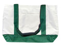 2 Pack Reusable Grocery Shopping Totes Bags With Wide Bottom Gusset Travel Gym Sports-DARK GREEN/WHITE-