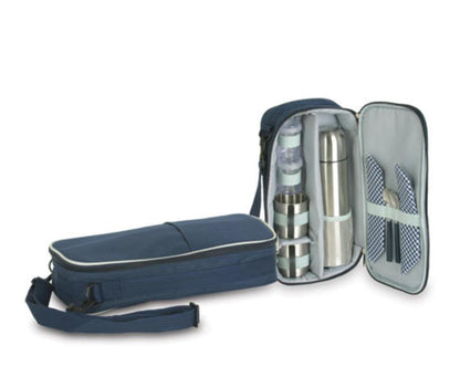 Picnic Coffee Travel Bag Set For Two Mugs Spoons Napkins Stainless Steel Thermos Vacuum Flask-