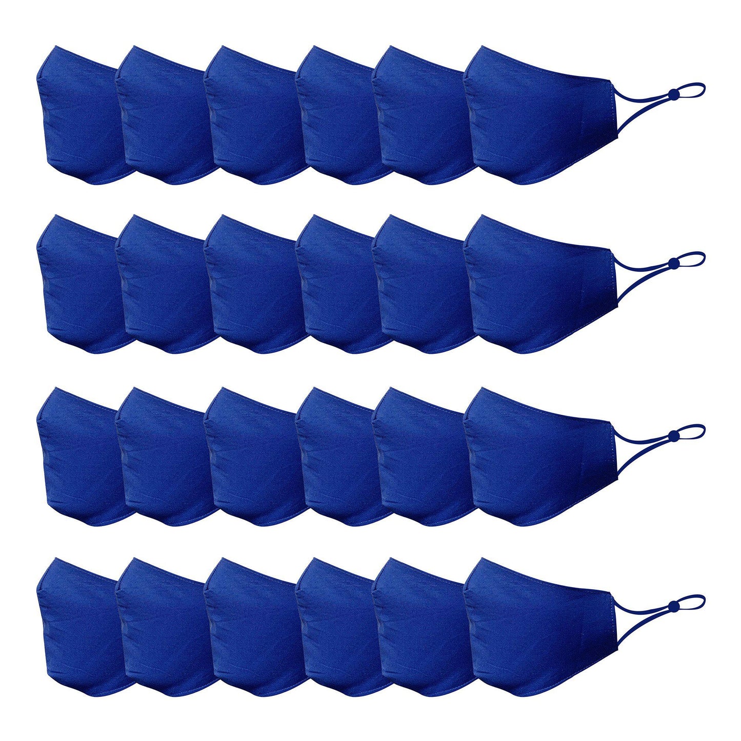 Cotton Face Mask Cloth Masks for Mouth Nose Washable Reusable Double Layer Covering Adjustable Ear Pack Lot-Blue-24 Pack-