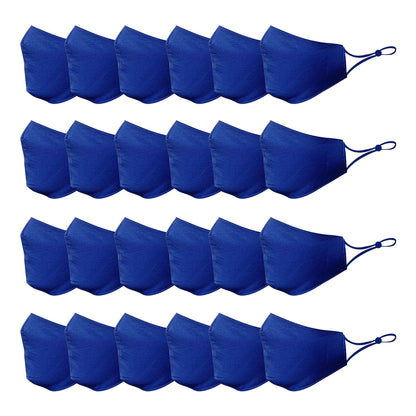 Cotton Face Mask Cloth Masks for Mouth Nose Washable Reusable Double Layer Covering Adjustable Ear Pack Lot-Blue-24 Pack-