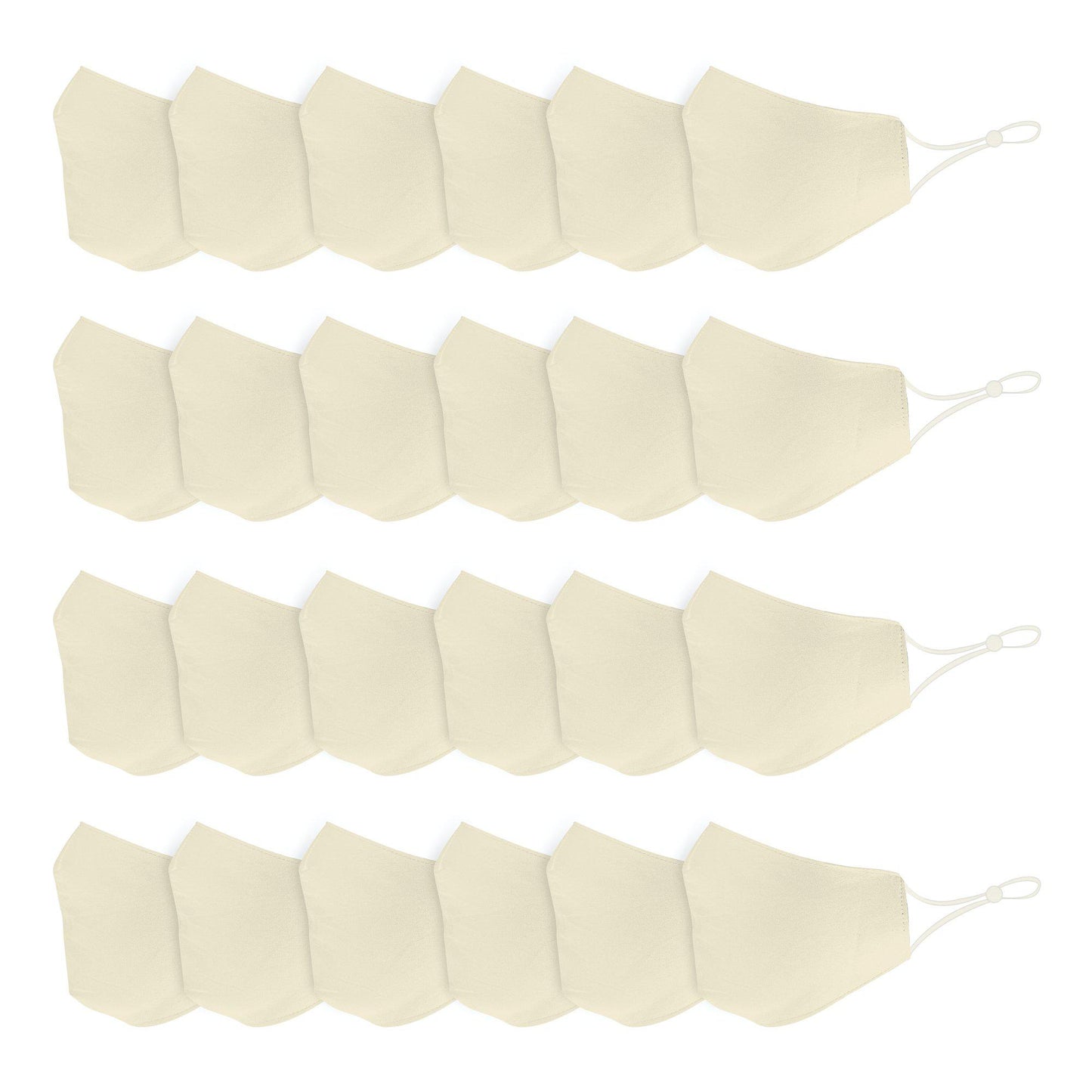 Cotton Face Mask Cloth Masks for Mouth Nose Washable Reusable Double Layer Covering Adjustable Ear Pack Lot-Ivory-24 Pack-
