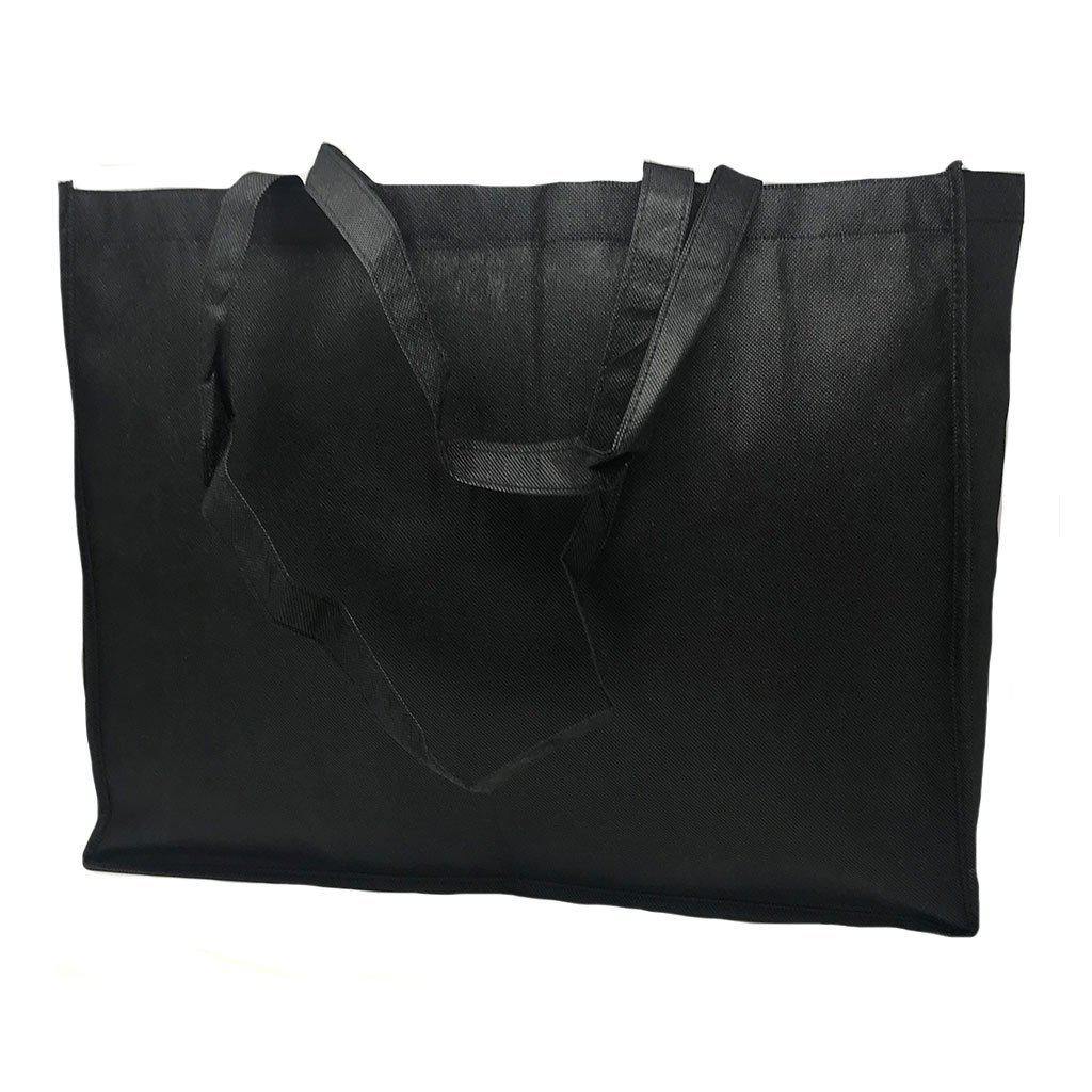 3 Pack Extra Large Reusable Grocery Shopping Tote Bags Recycled Eco Friendly 20inch-Black-