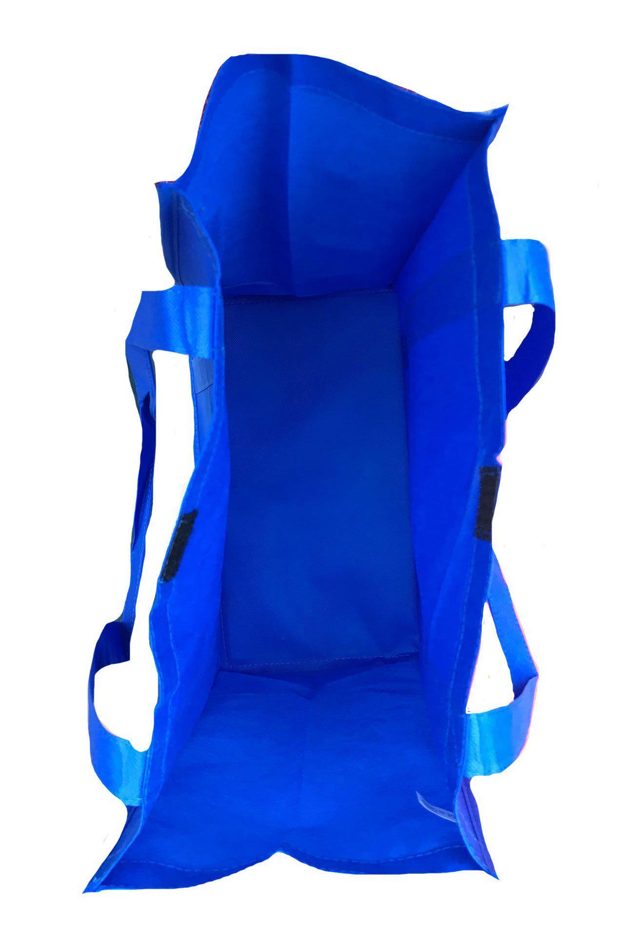 3 Pack Reusable Grocery Shopping Tote Totes Bag Bags Hook & Loop Closure 14X16inch-Royal-