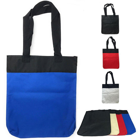 4 Pack Reusable Grocery Shopping Bags Totes Travel Gym Sports Plain 14X15-Royal/Black-